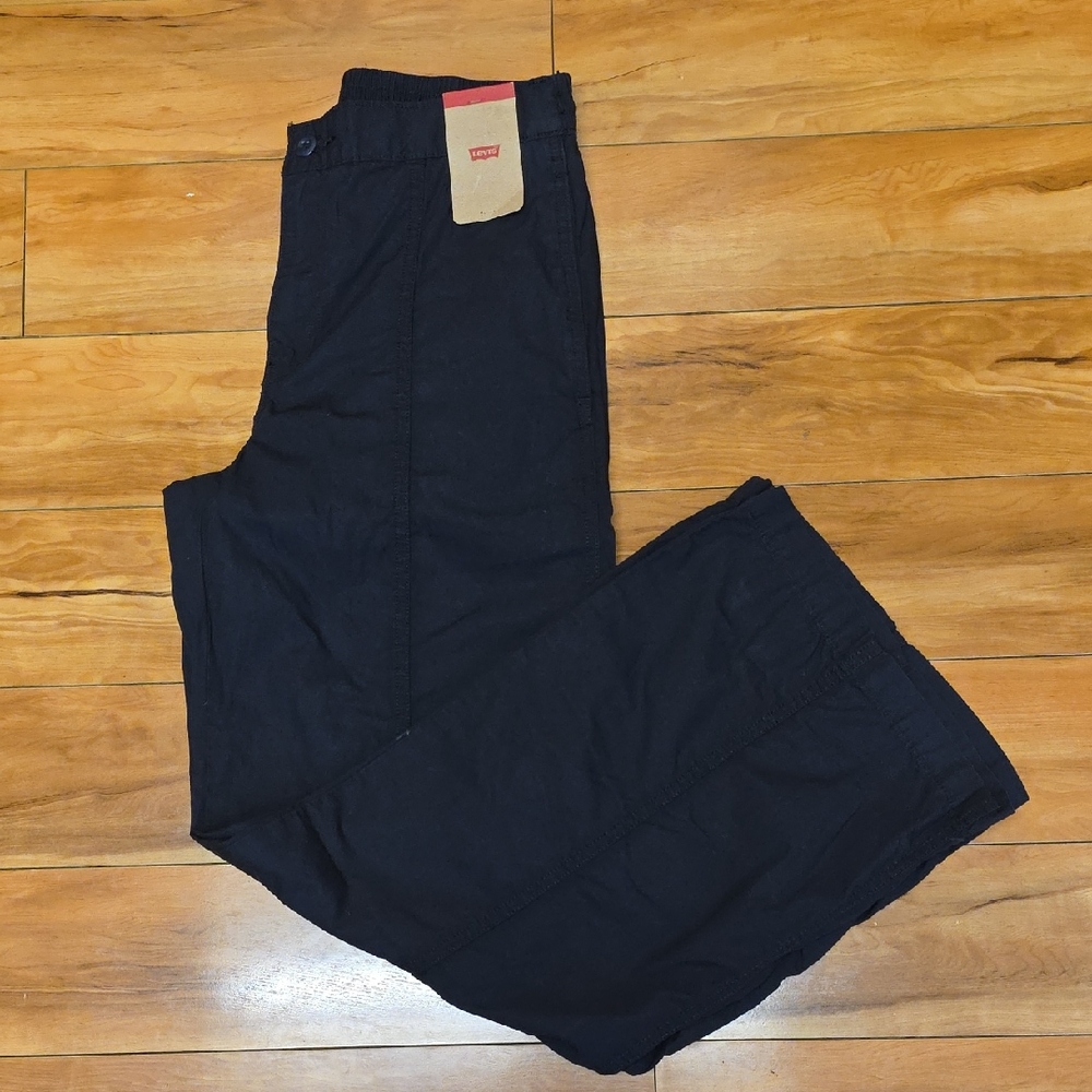 Levi's Size SMALL Baggy Wide Leg Parachute Pants NEW Y2K Black